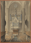 29041 Interieur van de Domkerk te Utrecht uit het oosten: gezicht vanuit 'de hoedendoos' - de inbouw in het koor - naar ...